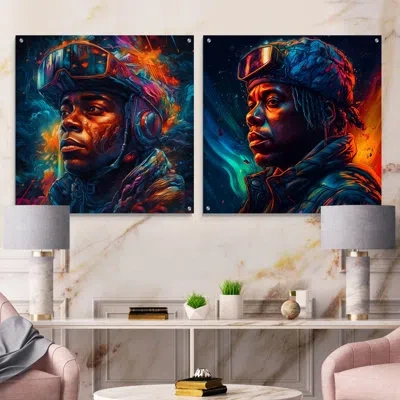 Design Art Light Years In Color I - Men Acrylic Wall Art Glass Set Of 2 In Multicolor