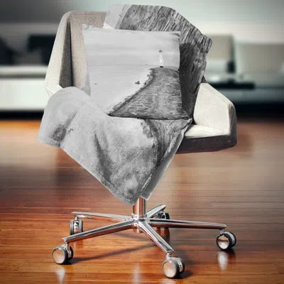 Design Art Lighthouse Windmill Stawa Mlyny In Grey - Sea & Shore Printed Pillow In Gray