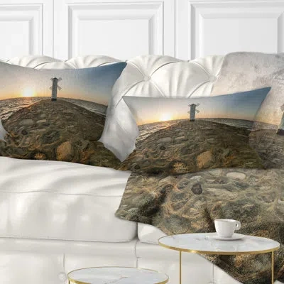 Design Art Lighthouse Windmill Stawa Mlyny - Sea & Shore Printed Pillow