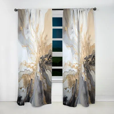 Design Art Lightning Beige And Black Liquid Art Explosion - Lightning Room Darkening Curtain - 1 Panels