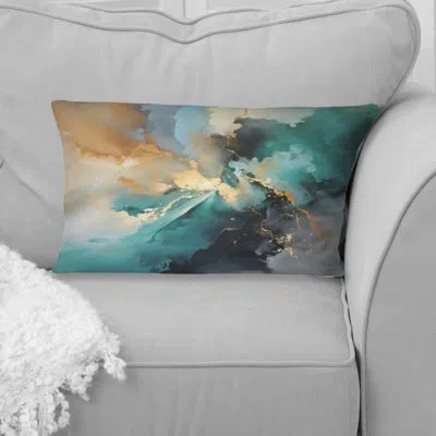Design Art Lightning Wisdom Of The Ocean - Abstract Fractal Printed Throw Pillow In Gold