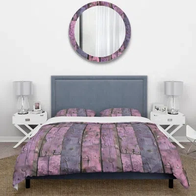 Design Art Lilac Barn Wood Ii - Farmhouse Duvet Cover Set In Purple