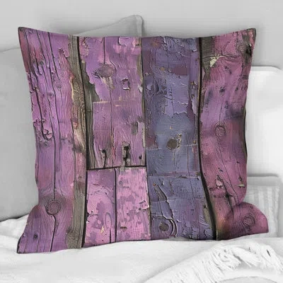 Design Art Lilac Barn Wood Ii - Farmhouse Pillow In Purple