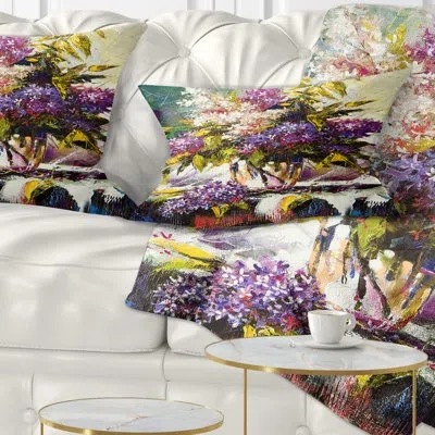 Design Art Lilac Bouquet In A Vase - Floral Printed Throw Pillow