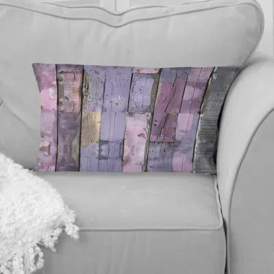 Design Art Lilac Reclaimed Barn Wood - Farmhouse Pillow In Purple