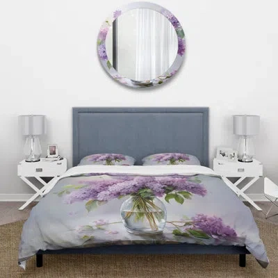 Design Art Lilacs Romantic Impression Iii - Floral Duvet Cover Set - Microfiber Polyester In Purple