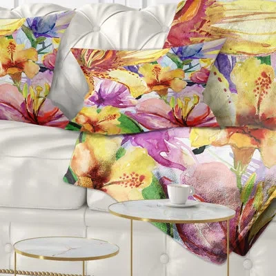 Design Art Lily Flowers Art - Floral Printed Throw Pillow