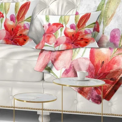 Design Art Lily Flowers - Floral Printed Throw Pillow