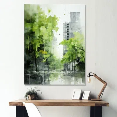 Design Art Lime Lofts Skyscraper City Horizon - Skyscrapers Framed Wall Decor In Wrapped Canvas