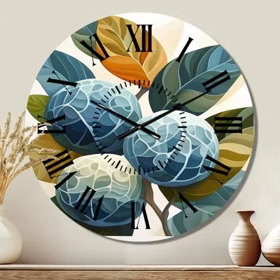 Design Art Limes In Summer Light - Kitchen Oversized Metal Wall Clock In Blue