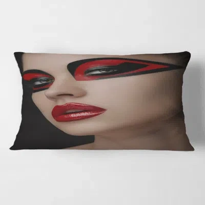 Design Art Lips Makeup On The Eyes Of Mask Women Rectangular Pillow Cover & Insert