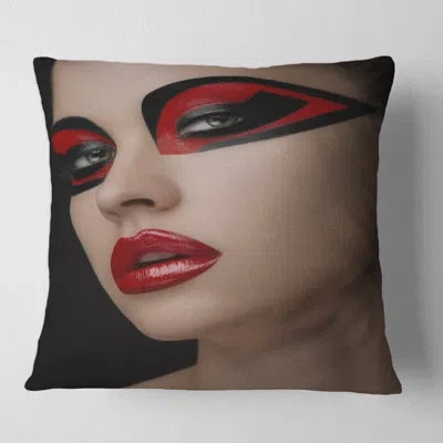 Design Art Lips Makeup On The Eyes Of Mask Women Square Pillow Cover And Insert