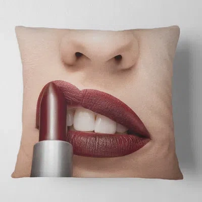 Design Art Lipstick Getting Applyed On Lips Square Pillow Cover & Insert