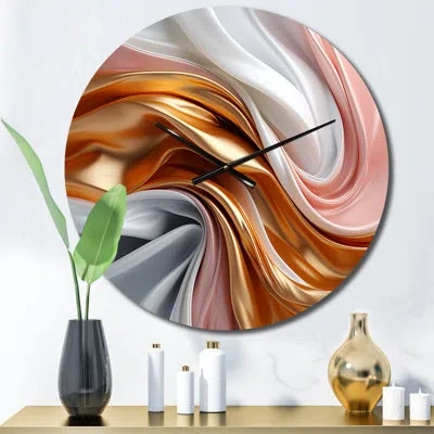 Design Art Liquid Art In Motion In Gold Pink And Blue I Wall Clock