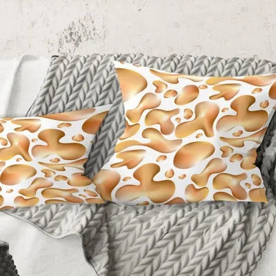 Design Art Liquid Gold I - Mid-century Modernprinted Throw Pillow In Brown