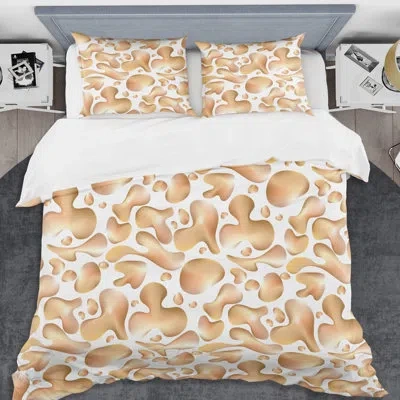 Design Art Liquid I Mid-century Duvet Cover Set In Brown
