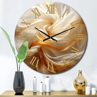 Design Art Liquid Satisfaction Smooth Tender Orange Waves Metal Wall Clock