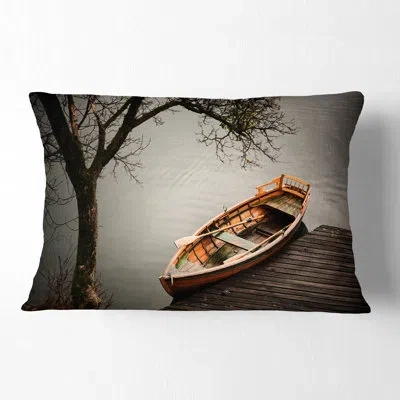 Design Art Little Rowing Boat Ferry - Boats Printed Throw Pillow