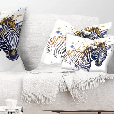 Design Art Little Zebra Art - Animal Printed Throw Pillow