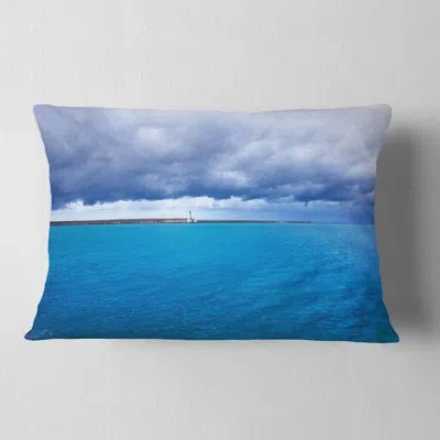 Design Art Livorno Port Lighthouse - Sea & Shore Printed Throw Pillow