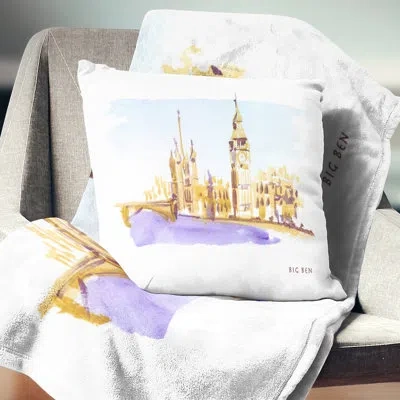 Design Art London Brown - Cityscape Printed Throw Pillow