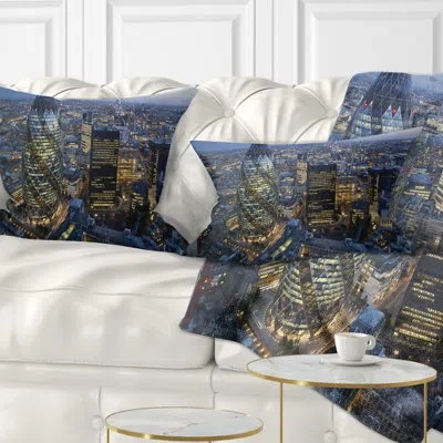Design Art London Skyline At Sunset - Cityscape Printed Throw Pillow In Multi-color