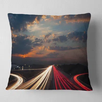 Design Art Long Exposure Traffic - Landscape Printed Pillow