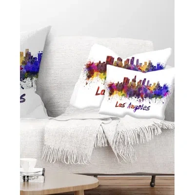 Design Art Los Angeles Skyline - Cityscape Printed Throw Pillow