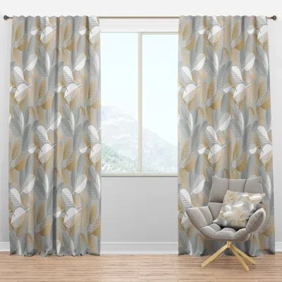 Design Art Luxury Geometric Fall Leaves Pattern - Geometric Curtain - Velvet Room Darkening - 1 Panel