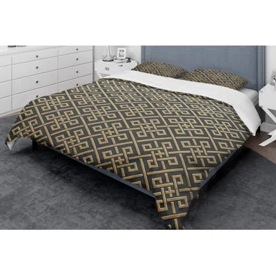 Design Art Luxury Metallic S Viii Mid-century Duvet Cover Set In Gold