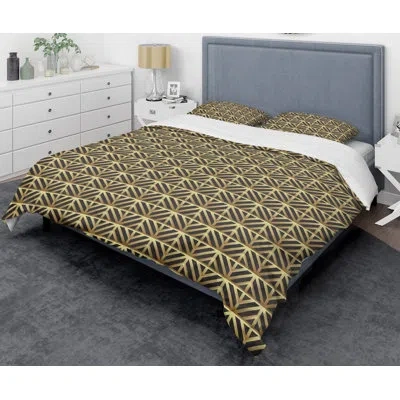 Design Art Luxury Metallic S Xiv Mid-century Duvet Cover Set In Gold