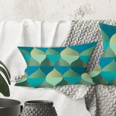 Design Art Luxury Retro Drops I - Mid-century Modern Printed Throw Pillow