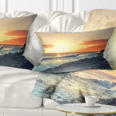 Design Art Madeira Coast With Blue Waters - Sea & Shore Printed Throw Pillow