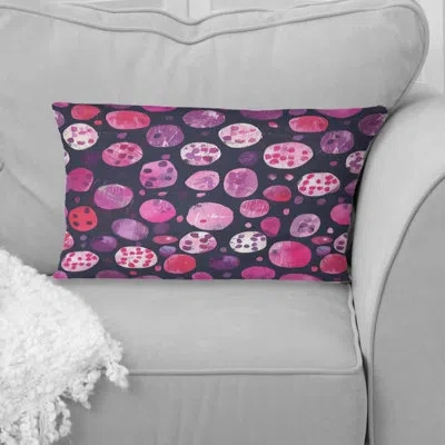 Design Art Magenta  Glam Poka Dots I - Glam Lumbar Pillow In Purple