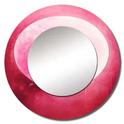 Design Art Magenta Mercury Solar System - Our Solar System Large Mirror, Space Round Unique Wall Mirror Decor,  In Pink;beige