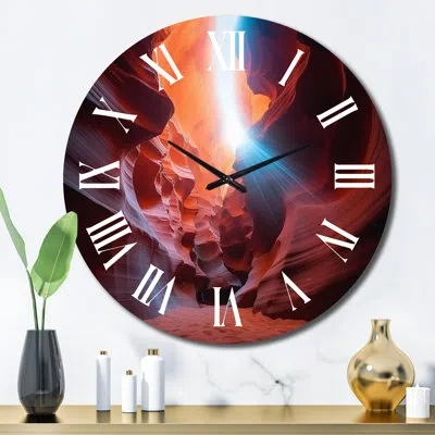 Design Art Magical Lower Canyon Iii Metal Wall Clock In Brown;orange