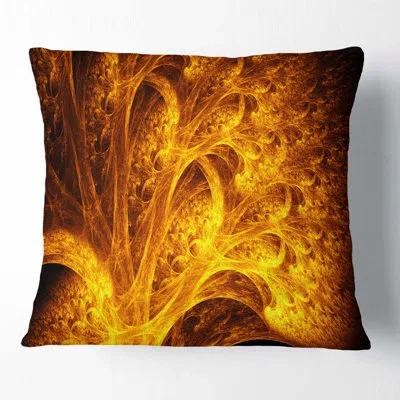 Design Art Magical Yellow Psychedelic Tree - Abstract Printed Pillow