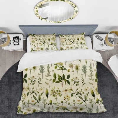 Design Art Maikou Vintage Greens - Plants Duvet Cover Set - Microfiber Polyester