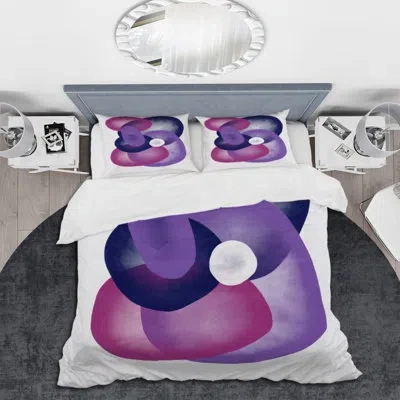 Design Art Maisonli Colorful Minimal Shapes V - Modern Duvet Cover Set In Purple,blue