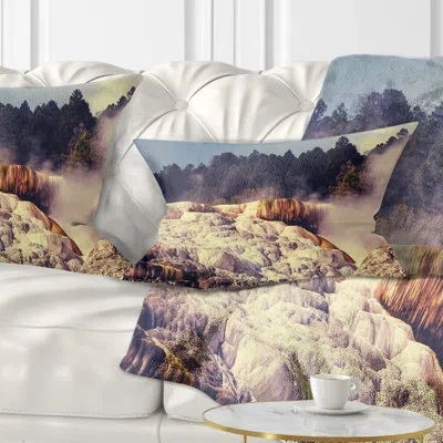Design Art Mammoth Hot Springs View - Landscape Printed Throw Pillow
