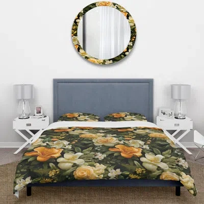 Design Art Mango Bloom Tropical Pattern Bedding In Green;yellow