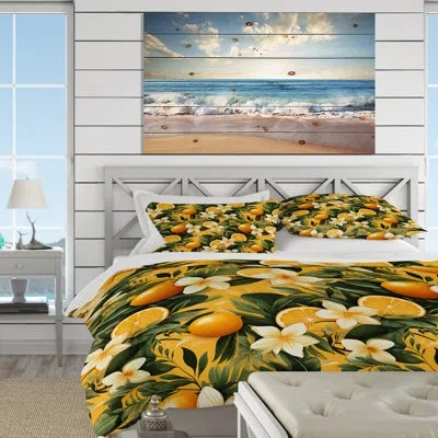 Design Art Mango Sunset Tropical Pattern Bedding In White;orange