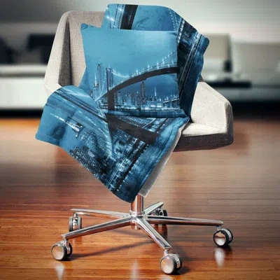 Design Art Manhattan Downtown Urban View - Cityscape Printed Throw Pillow In Black;white