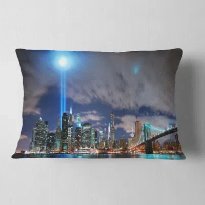 Design Art Manhattan Panorama - Cityscape Printed Throw Pillow