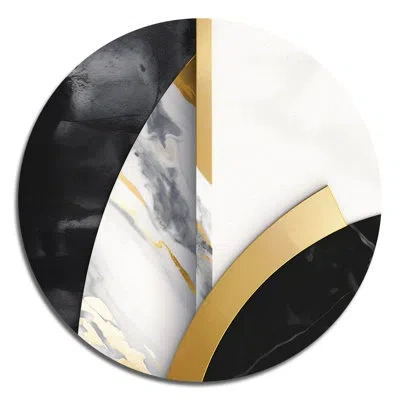 Design Art Marble Painting Shapes - Abstract Marble Round Wall Art On Metal