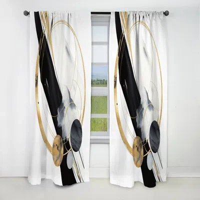 Design Art Marble Painting Textured Iii - Abstract Marble Curtain - Blackout Marble Curtain - 1 Panels In Black;gold
