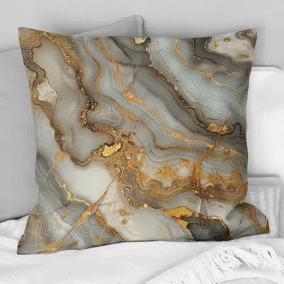 Design Art Marble Throw Pillow In Black;gold