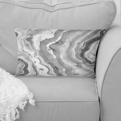 Design Art Marble Throw Pillow In Gray