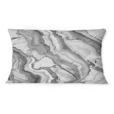 Design Art Marble Throw Pillow In Gray