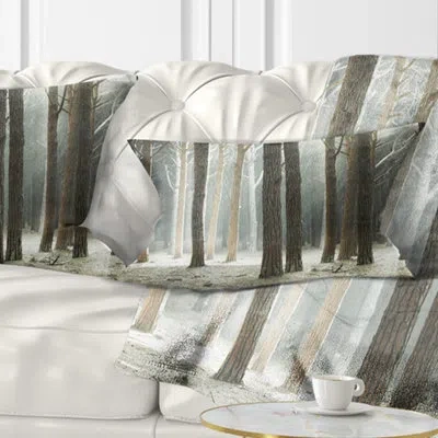 Design Art Maritime Pine Tree Forest With Rays - Forest Printed Throw Pillow In Blue